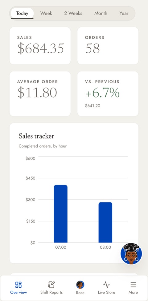 The Admin overview on a phone