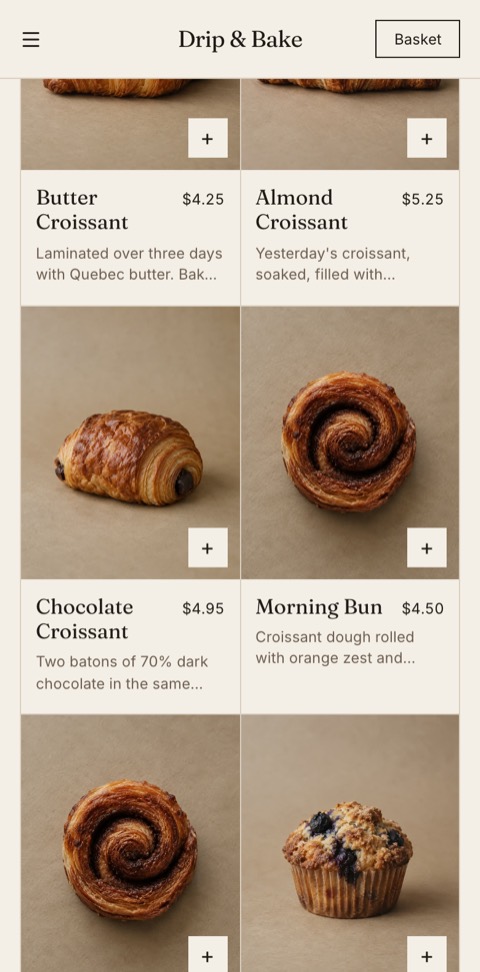 Pastries on the Drip & Bake menu