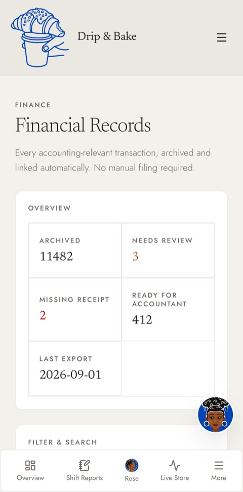 Financial Records on a phone