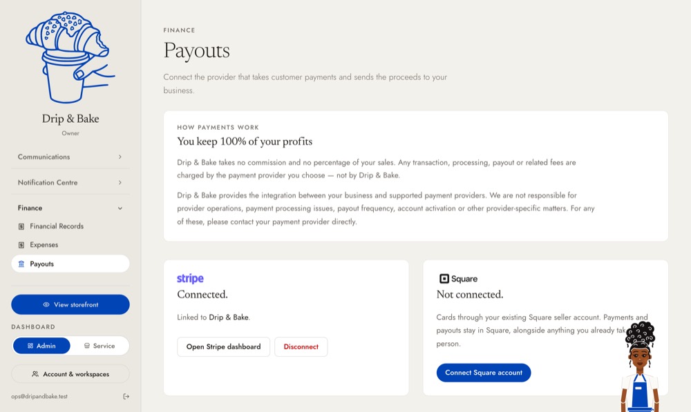 Stripe connected in Payouts