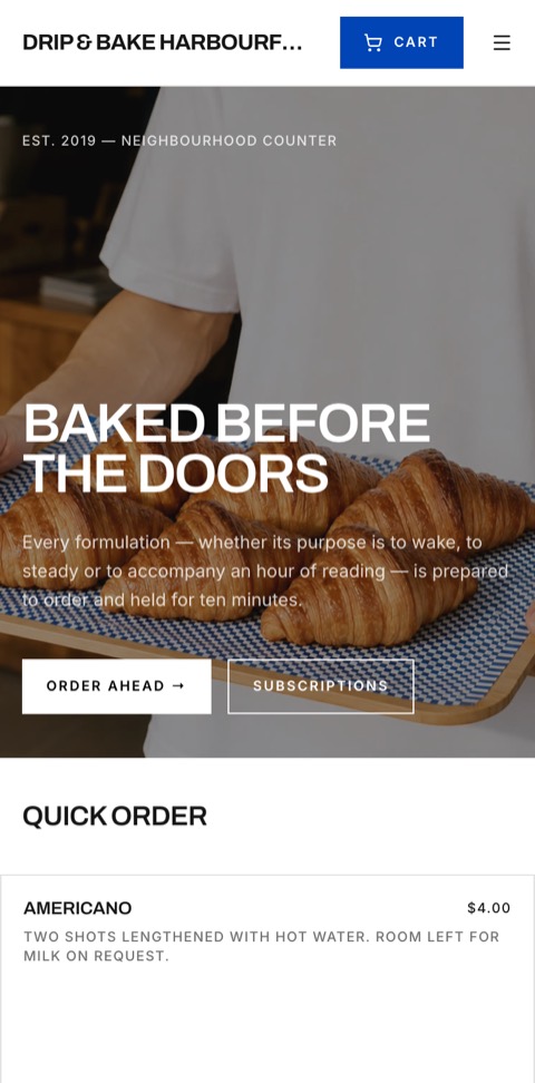 The Harbourfront location's storefront, the same menu and theme