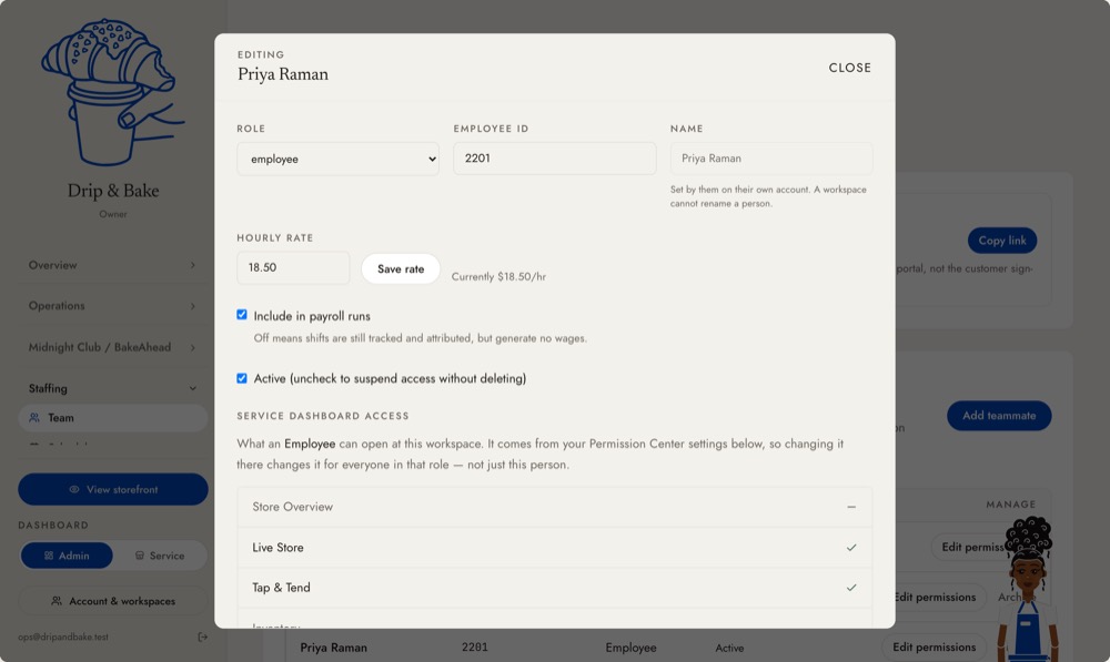 Choosing what a role can open on the Service Dashboard