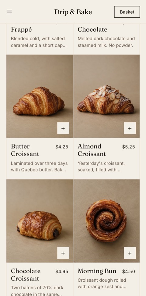 Pastries on the Drip & Bake menu in Virgil