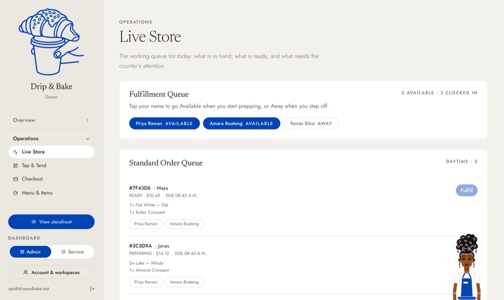 Live Store in the Admin dashboard