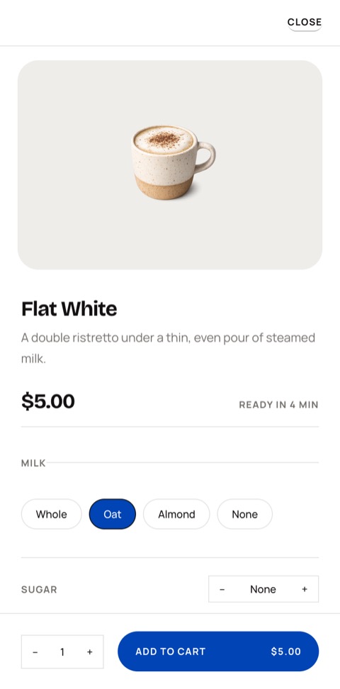 A flat white ordered with oat milk